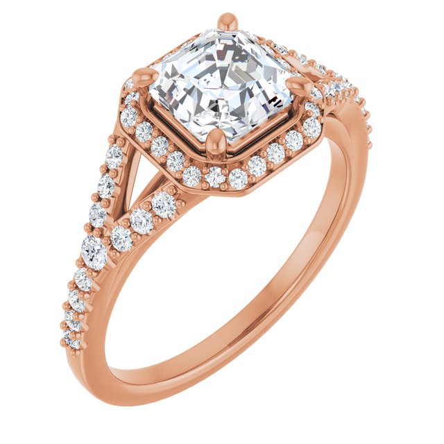 18 K Rose Gold Halo Engagement Ring