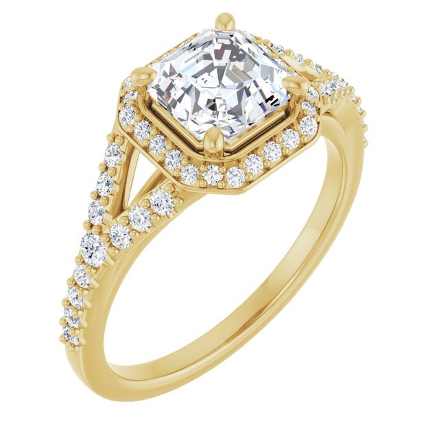 18 K Yellow Gold Halo Engagement Ring