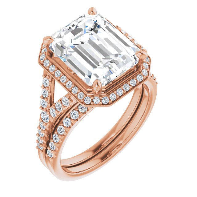 18 K Rose Gold Halo Engagement Ring - Image 6