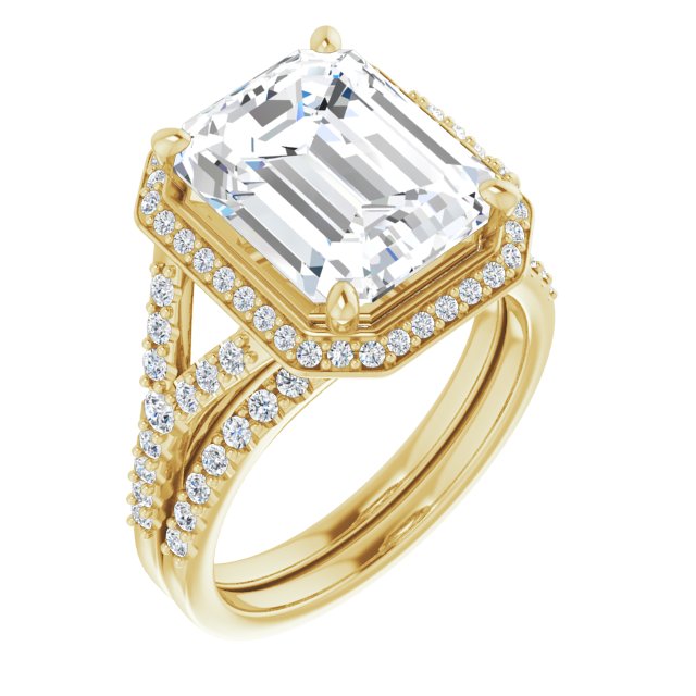 18 K Yellow Gold Halo Engagement Ring - Image 6