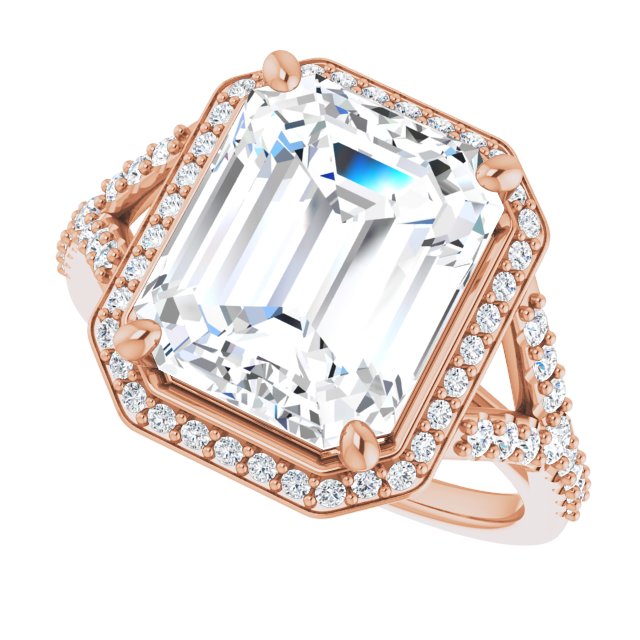 18 K Rose Gold Halo Engagement Ring - Image 5