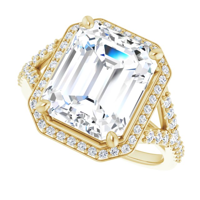 18 K Yellow Gold Halo Engagement Ring - Image 5