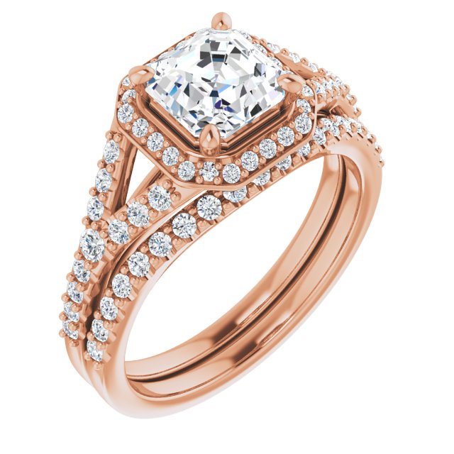 18 K Rose Gold Halo Engagement Ring - Image 6