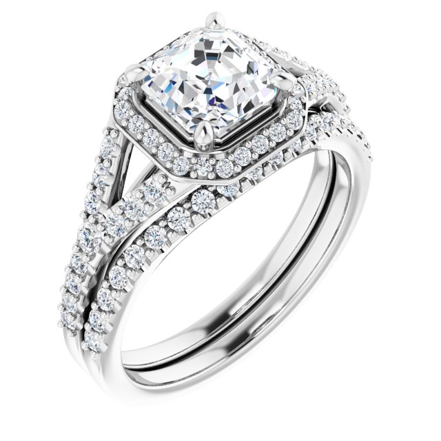Platinum Halo Engagement Ring - Image 6