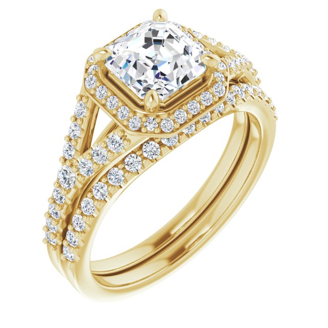 18 K Yellow Gold Halo Engagement Ring - Image 6