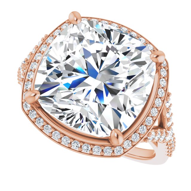 18 K Rose Gold Halo Engagement Ring - Image 5