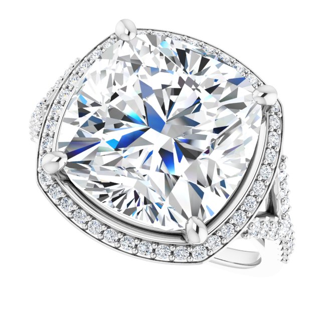 Platinum Halo Engagement Ring - Image 5