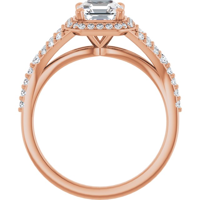 18 K Rose Gold Halo Engagement Ring - Image 2