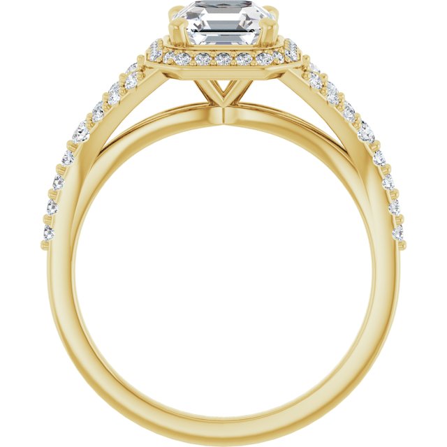 18 K Yellow Gold Halo Engagement Ring - Image 2
