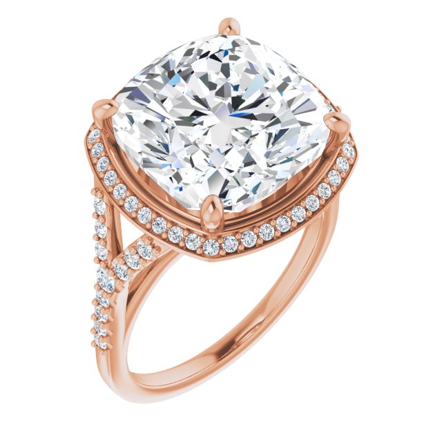 18 K Rose Gold Halo Engagement Ring