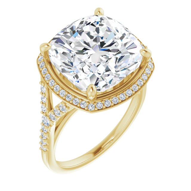 18 K Yellow Gold Halo Engagement Ring