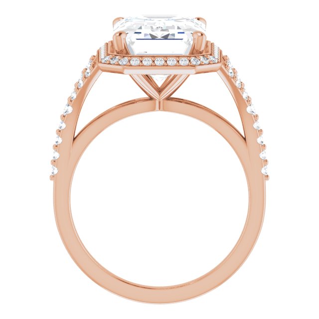 18 K Rose Gold Halo Engagement Ring - Image 2