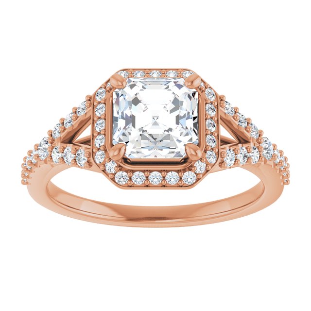 18 K Rose Gold Halo Engagement Ring - Image 3