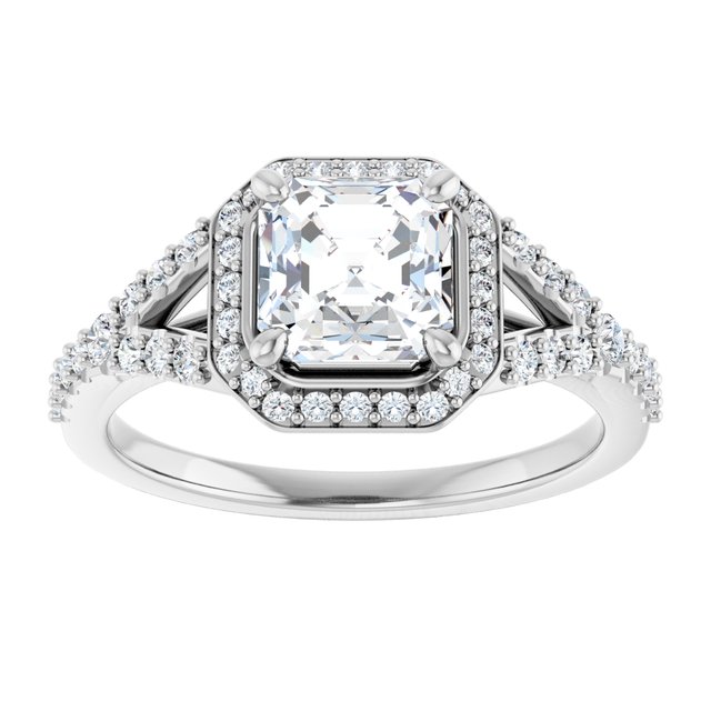 Platinum Halo Engagement Ring - Image 3