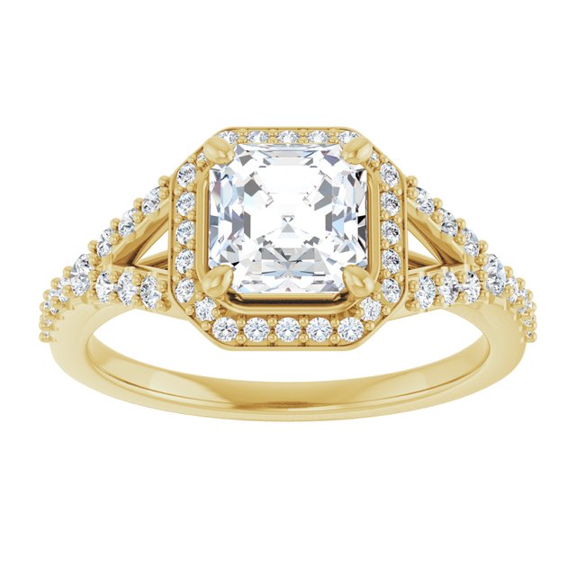 18 K Yellow Gold Halo Engagement Ring - Image 3