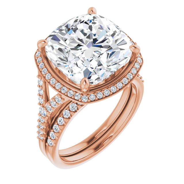 18 K Rose Gold Halo Engagement Ring - Image 6