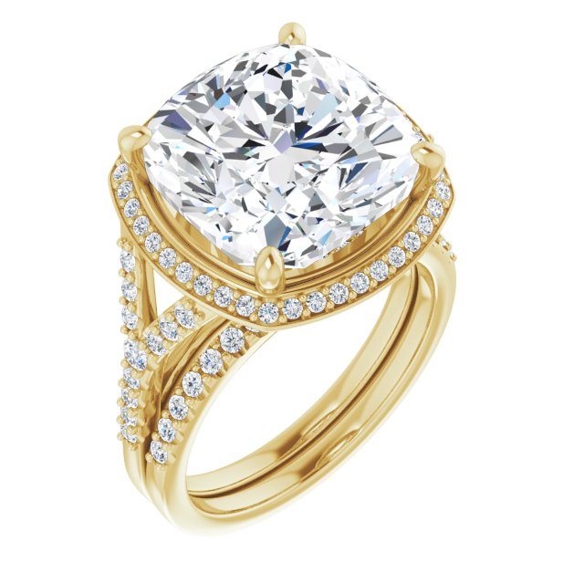18 K Yellow Gold Halo Engagement Ring - Image 6