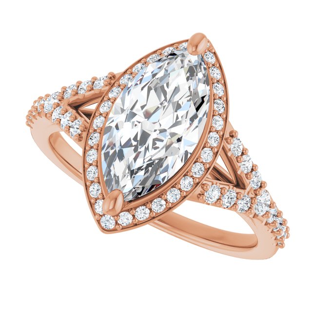 18 K Rose Gold Halo Engagement Ring - Image 5