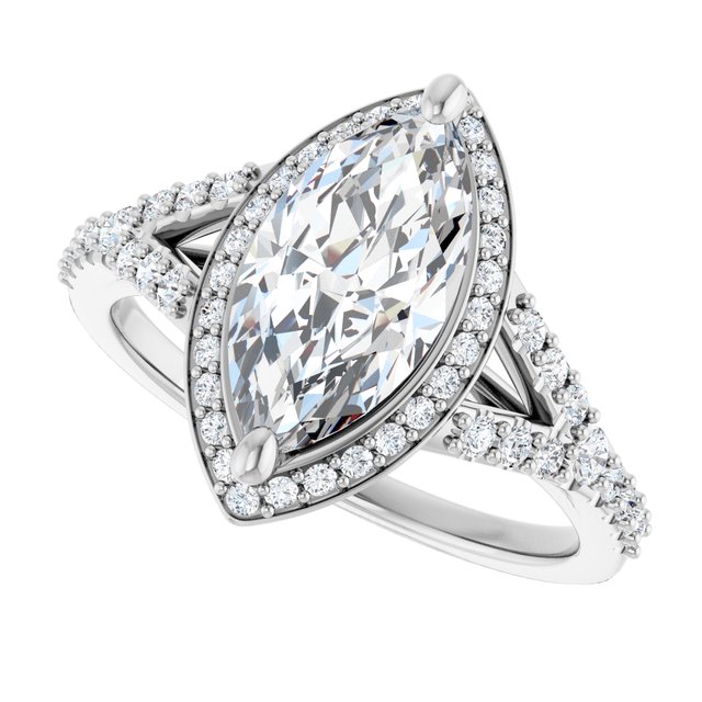 Platinum Halo Engagement Ring - Image 5