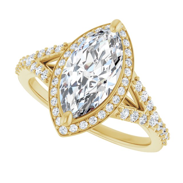 18 K Yellow Gold Halo Engagement Ring - Image 5