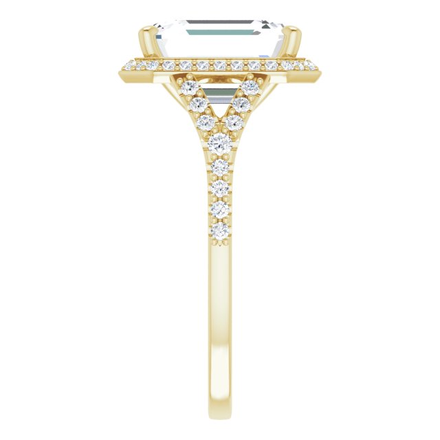 18 K Yellow Gold Halo Engagement Ring - Image 4