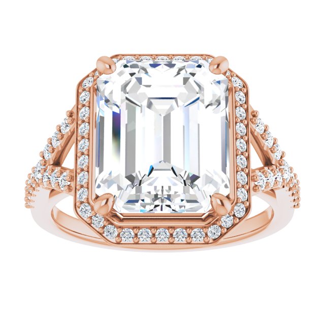 18 K Rose Gold Halo Engagement Ring - Image 3