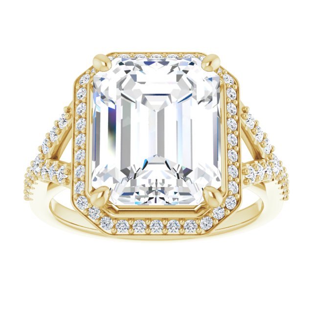 18 K Yellow Gold Halo Engagement Ring - Image 3