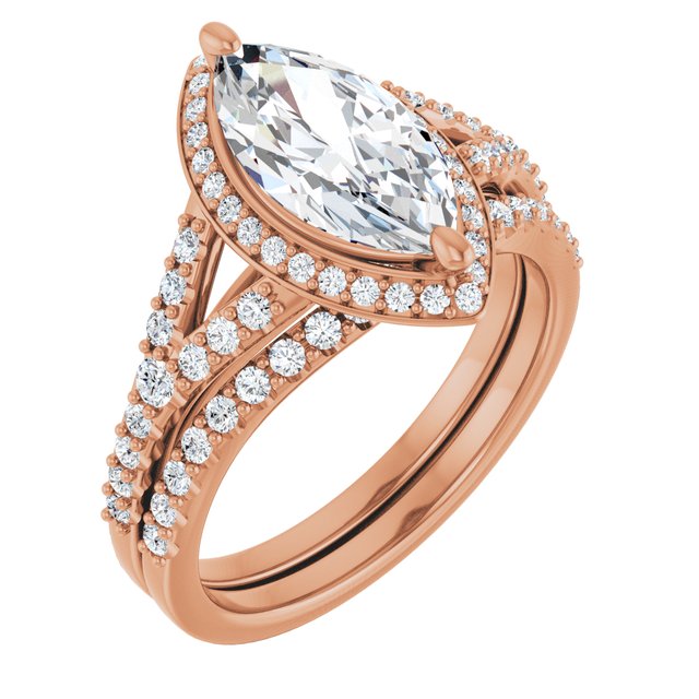 18 K Rose Gold Halo Engagement Ring - Image 6