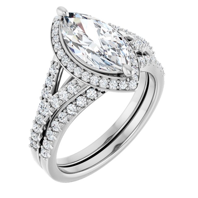 Platinum Halo Engagement Ring - Image 6