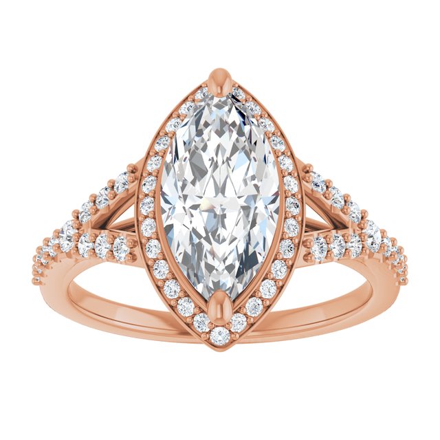 18 K Rose Gold Halo Engagement Ring - Image 3