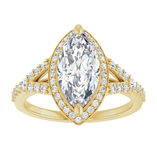 18 K Yellow Gold Halo Engagement Ring - Image 3