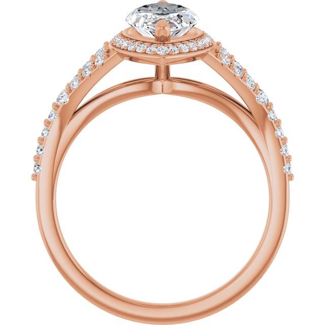 18 K Rose Gold Halo Engagement Ring - Image 2