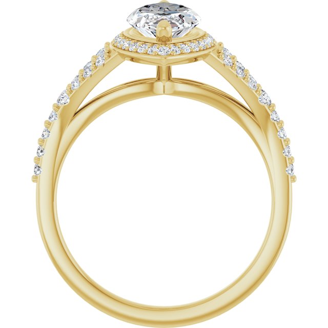 18 K Yellow Gold Halo Engagement Ring - Image 2