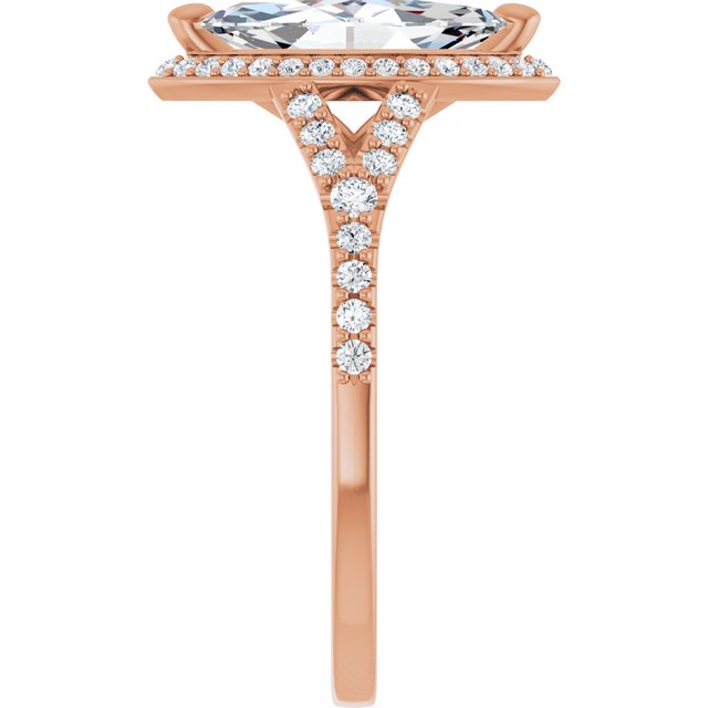18 K Rose Gold Halo Engagement Ring - Image 4