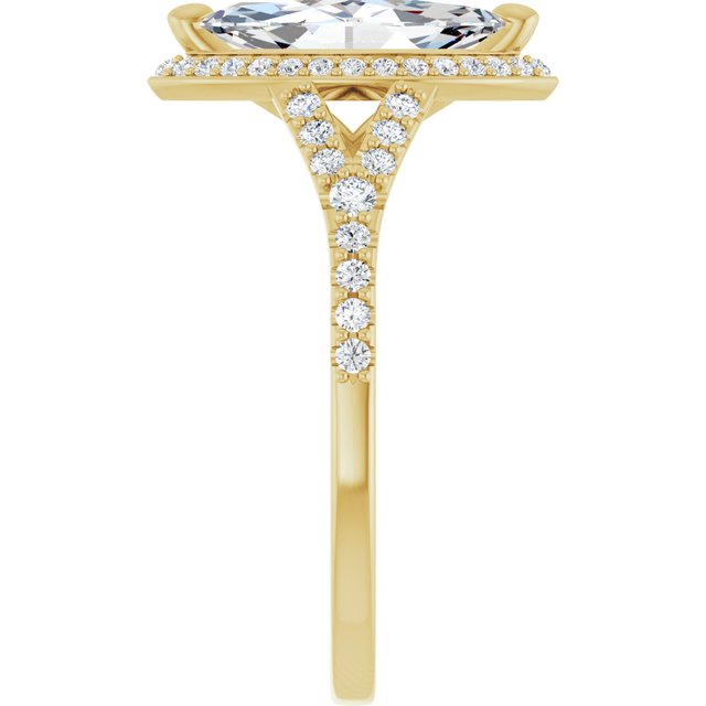 18 K Yellow Gold Halo Engagement Ring - Image 4