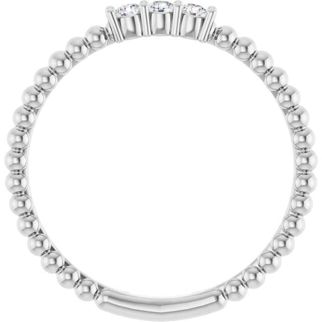 14K White 1/10 CTW Natural Diamond Beaded Ring