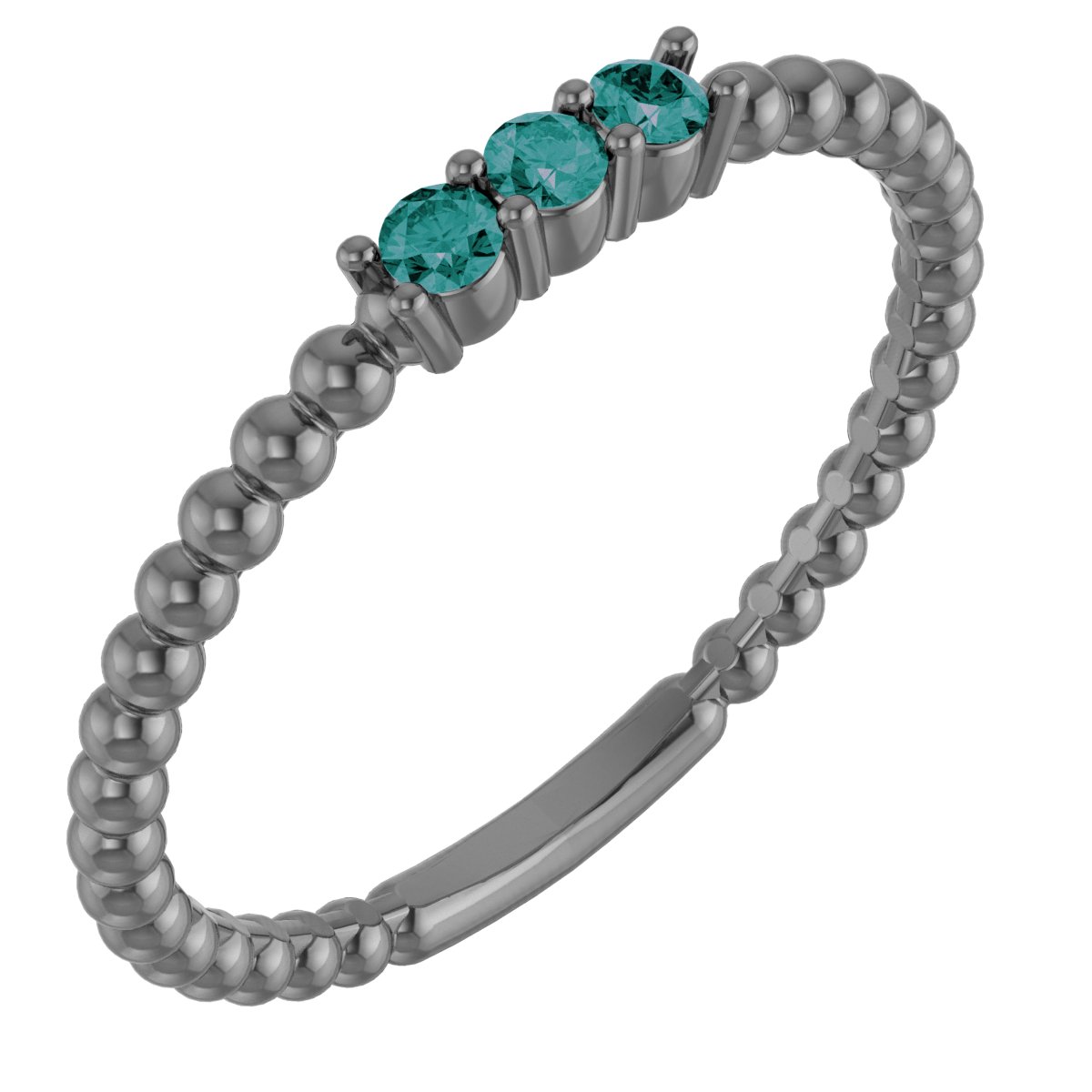 Sterling Silver Lab-Grown Alexandrite Beaded Ring