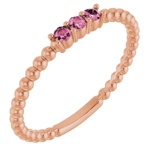 14K Rose Pink Tourmaline Beaded Ring