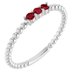Sterling Silver Natural Ruby Beaded Ring