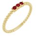 14K Yellow Lab-Grown Ruby Beaded Ring