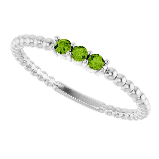 Sterling Silver Peridot Beaded Ring    	