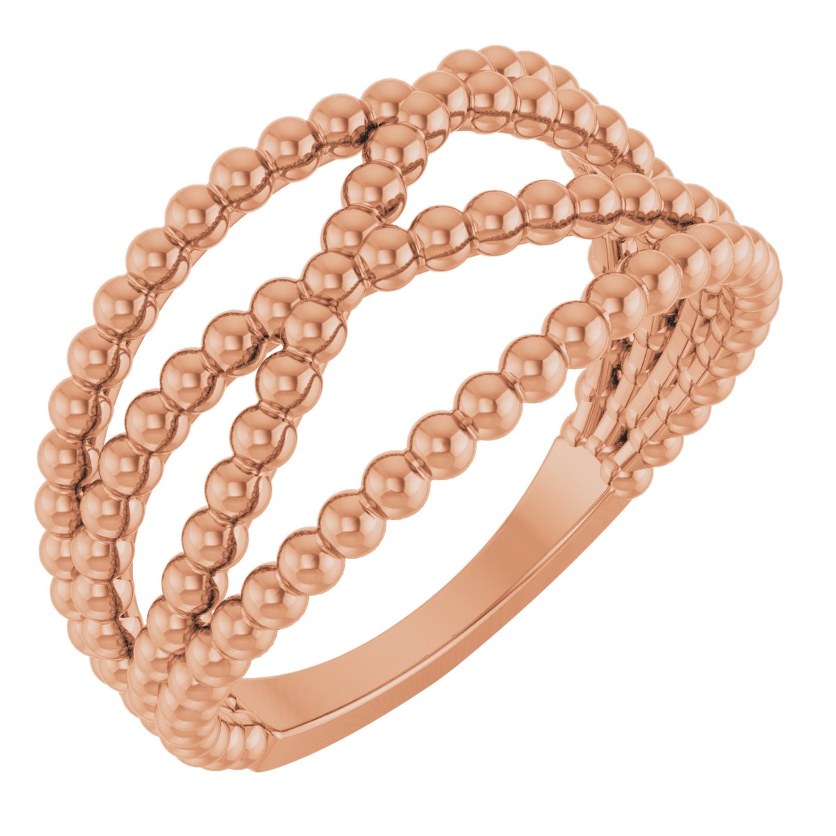 14K Rose Beaded Criss-Cross Ring