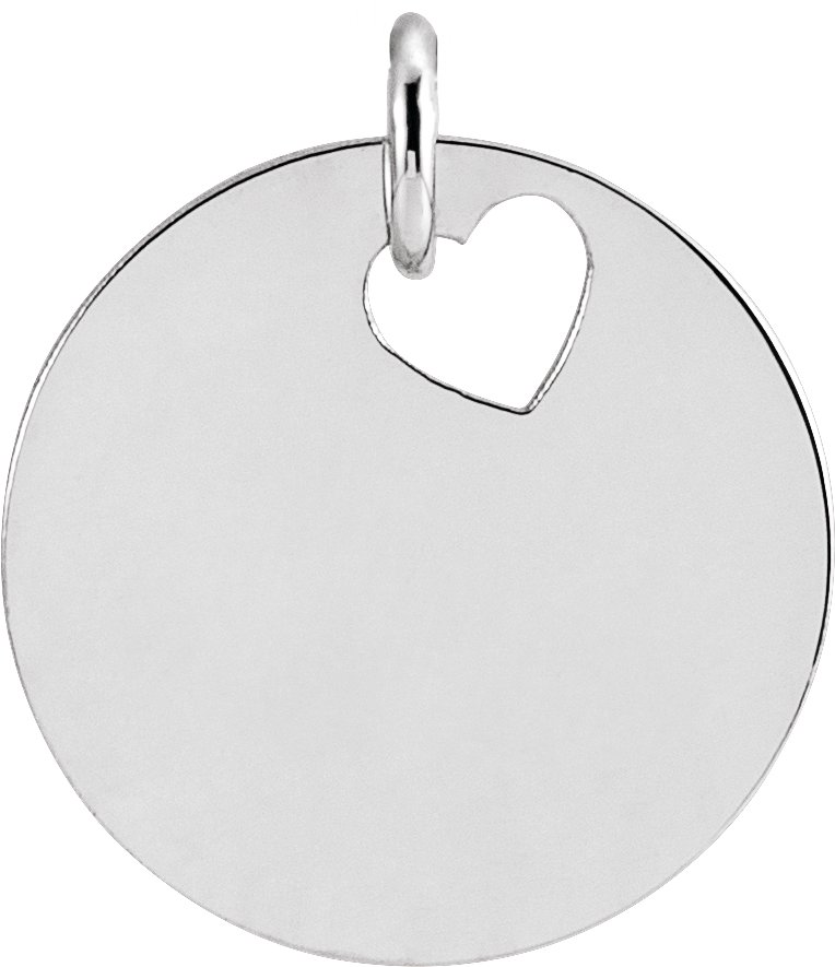 Sterling Silver Pierced Heart 15 mm Disc Pendant