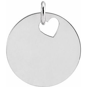 Sterling Silver Pierced Heart 15 mm Disc Pendant