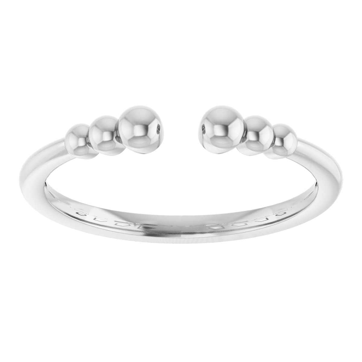 14K White Beaded Ring