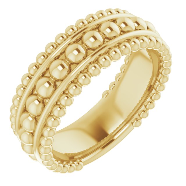 14K Yellow Beaded Ring