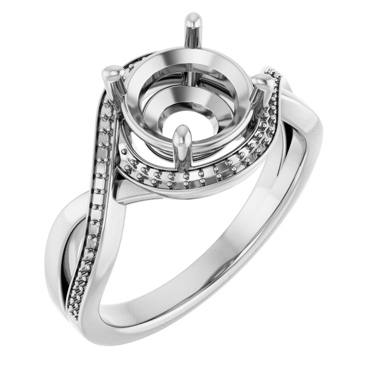 Halo-Style Bypass Engagement Ring