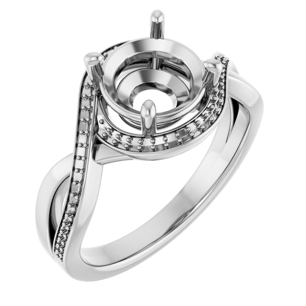 Halo-Style Bypass Engagement Ring