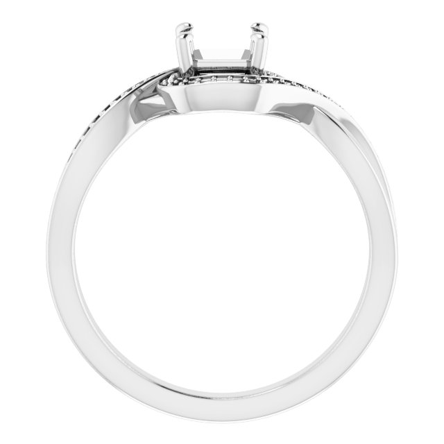 10x10 mm Square Bypass Halo-Style Engagement Ring Mounting view 2