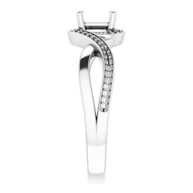 10x10 mm Square Bypass Halo-Style Engagement Ring Mounting view 4